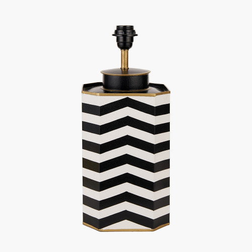 pacific lifestyle Oskar Black and White Chevron Hand Painted Metal Table Lamp Base