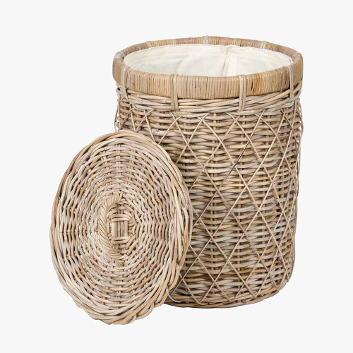 Pacific Lifestyle Brown Rattan Round Linen Basket