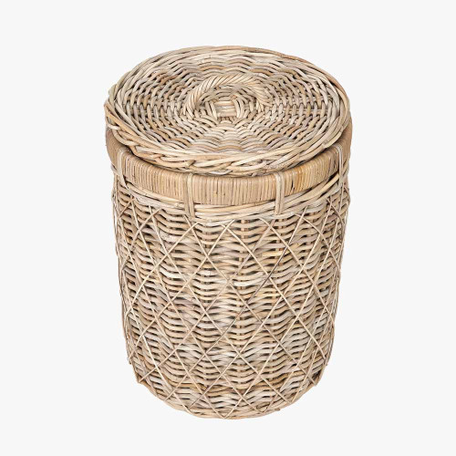 Pacific Lifestyle Brown Rattan Round Linen Basket