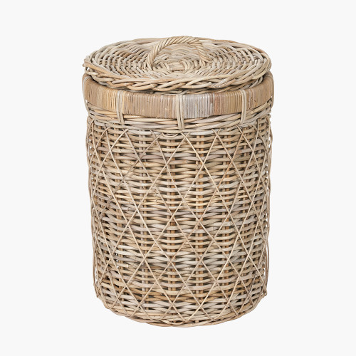 pacific lifestyle Brown Rattan Round Linen Basket
