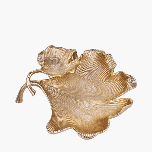 Pacific Lifestyle Gold Metal Dual Gingko Leaf Bowl