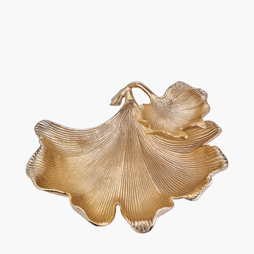 Pacific Lifestyle Gold Metal Dual Gingko Leaf Bowl