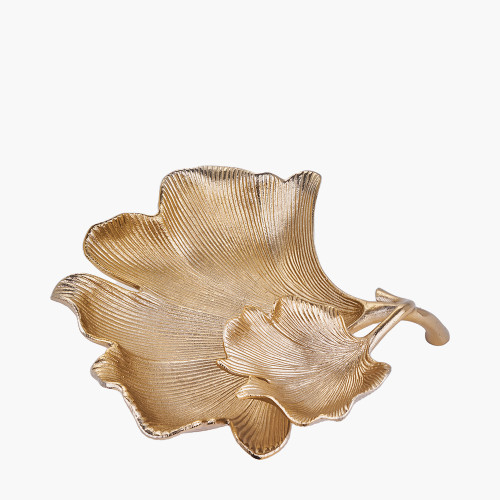 Pacific Lifestyle Gold Metal Dual Gingko Leaf Bowl