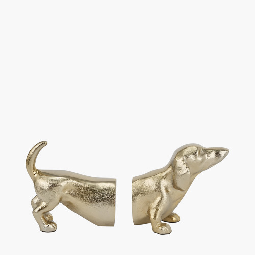 Pacific Lifestyle Gold Metal Sausage Dog Book Ends