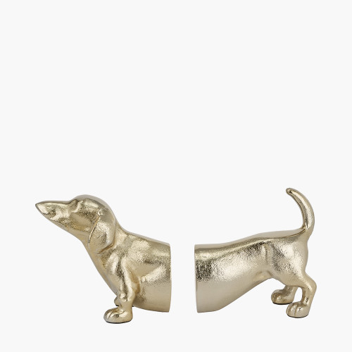 pacific lifestyle Gold Metal Sausage Dog Book Ends
