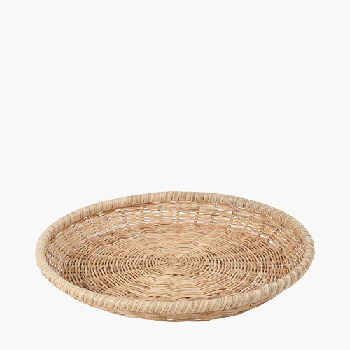 pacific lifestyle Natural Rattan Round Basket Tray