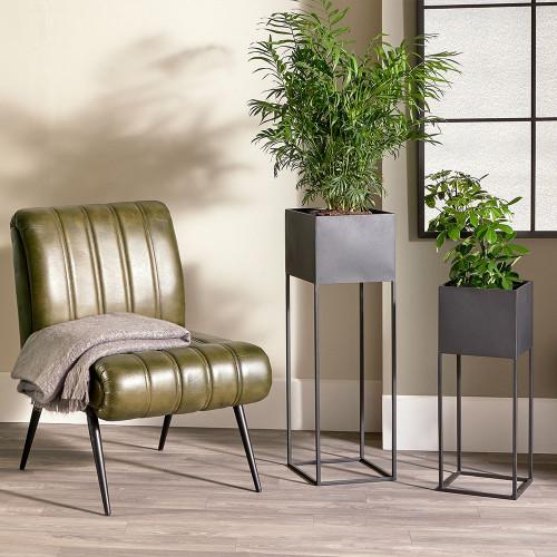 Pacific Lifestyle S/2 Graphite Metal Planters