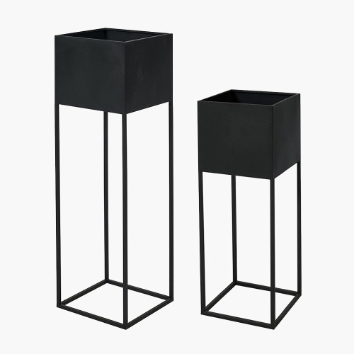 pacific lifestyle S/2 Graphite Metal Planters