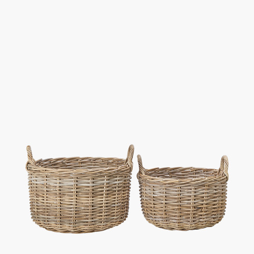 Pacific Lifestyle S/2 Grey Kubu Log Baskets