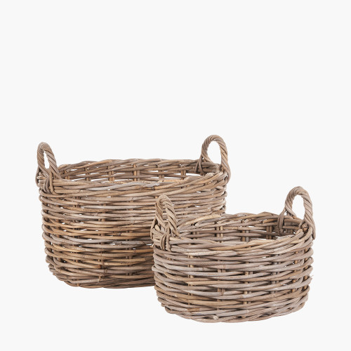 Pacific Lifestyle S/2 Grey Kubu Oval Baskets