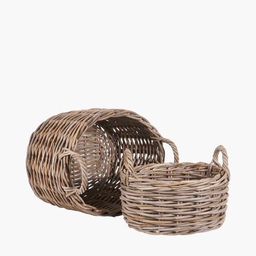 Pacific Lifestyle S/2 Grey Kubu Oval Baskets