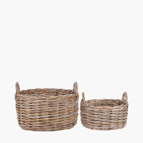 pacific lifestyle S/2 Grey Kubu Oval Baskets