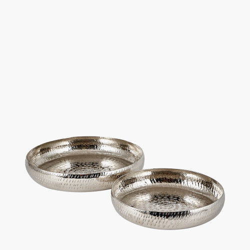 pacific lifestyle S/2 Silver Hammered Metal Bowls
