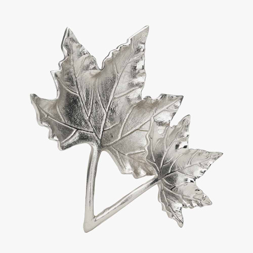 Pacific Lifestyle Silver Metal Dual Oak Leaf Bowl