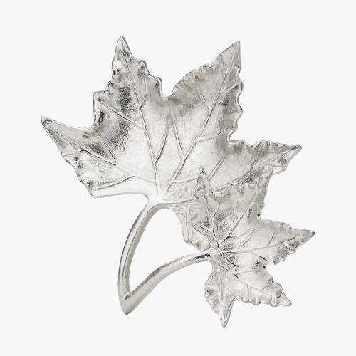 Pacific Lifestyle Silver Metal Dual Oak Leaf Bowl