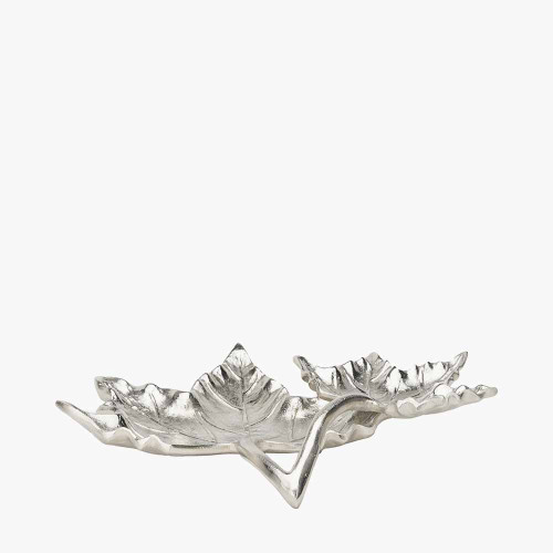 Pacific Lifestyle Silver Metal Dual Oak Leaf Bowl