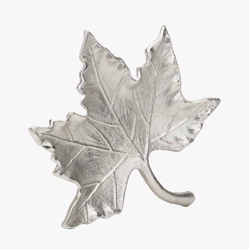 Pacific Lifestyle Silver Metal Oak Leaf Bowl