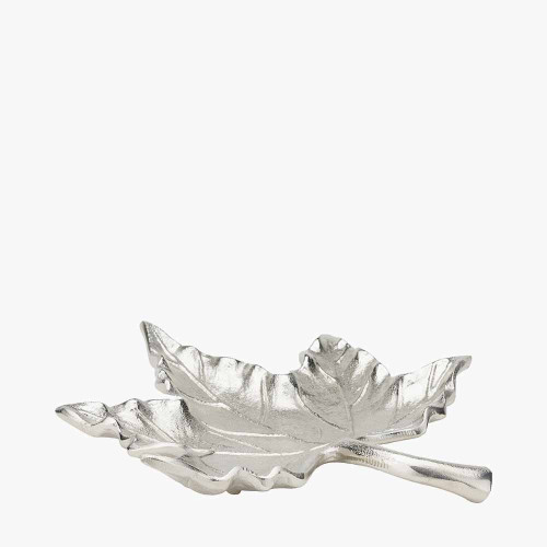 Pacific Lifestyle Silver Metal Oak Leaf Bowl