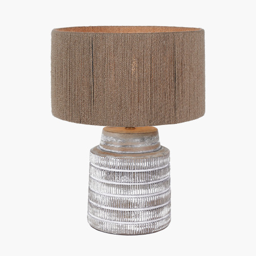 Pacific Lifestyle Paihia White Wash Wood Textured Short Table Lamp Base