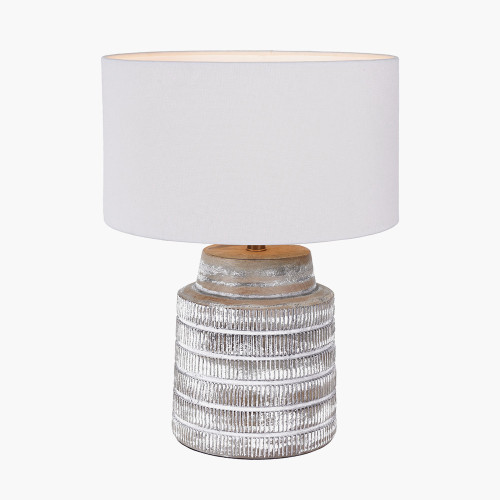 Pacific Lifestyle Paihia White Wash Wood Textured Short Table Lamp Base