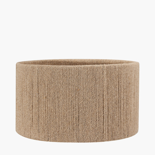 Pacific Lifestyle Paihia White Wash Wood Textured Short Table Lamp Base With Issa Natural Rope 30cm Cylinder Lampshade