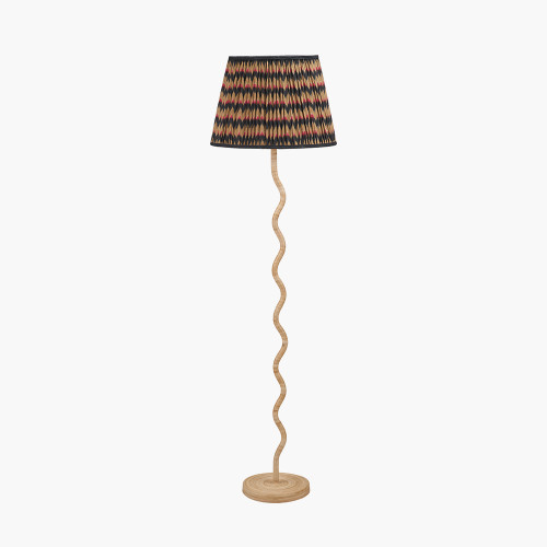 pacific lifestyle Palau Rattan Wave Floor Lamp Base with Athira 45cm Multi Chevron Design Mushroom Pleat Tapered Lamp Shade