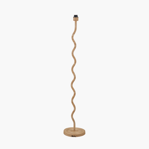 Pacific Lifestyle Palau Rattan Wave Floor Lamp Base With Harley 50cm Slubby Hopsack Empire Lampshade