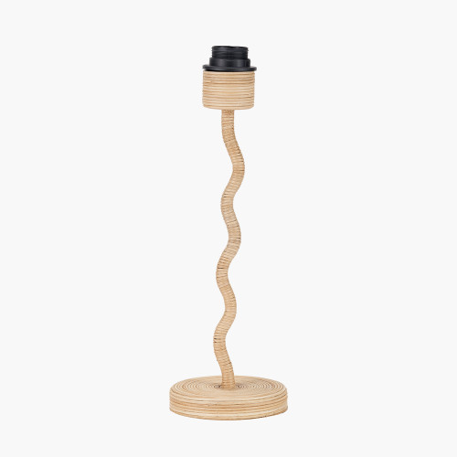 Pacific Lifestyle Palau Rattan Wave Table Lamp Base With Athira 25cm Multi Chevron Design Mushroom Pleat Tapered Lamp Shade