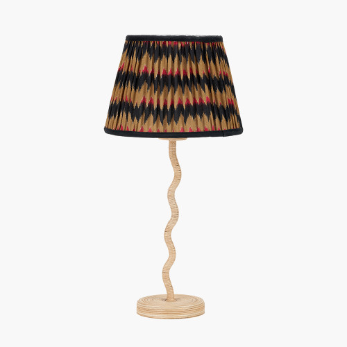 pacific lifestyle Palau Rattan Wave Table Lamp Base with Athira 25cm Multi Chevron Design Mushroom Pleat Tapered Lamp Shade