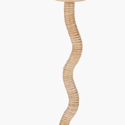 Pacific Lifestyle Palau Rattan Wave Table Lamp Base With Winston 20cm White Handloom Tapered Lampshade