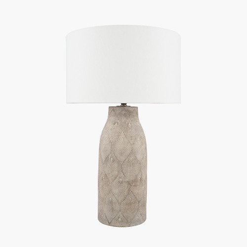 Pacific Lifestyle Palawan Stone Grey Feather Stoneware Table Lamp Base