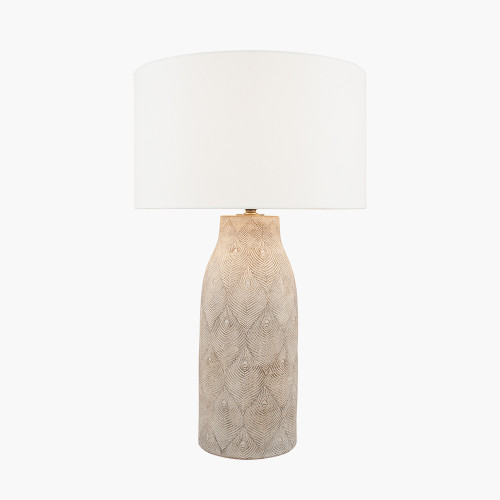 Pacific Lifestyle Palawan Stone Grey Feather Stoneware Table Lamp Base