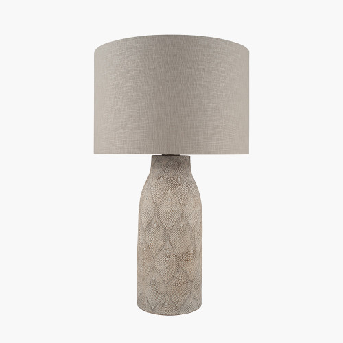 Pacific Lifestyle Palawan Stone Grey Feather Stoneware Table Lamp Base