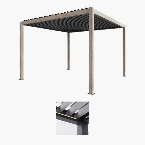 pacific lifestyle Pavillo Teak 3.5m x 3.5m Pergola Pavillo LED plus Delivery and Installation pacific lifestyle Pavillo Teak 3.5m x 3.5m Pergola Pavillo LED plus Delivery and Installation