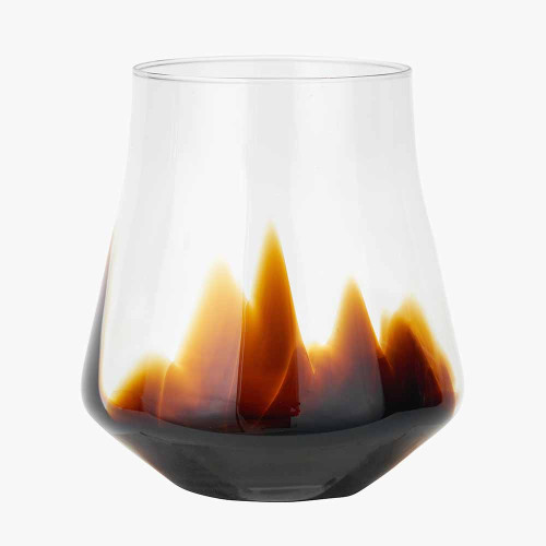 Pacific Lifestyle Pecan Brown And Clear Glass Bell Shaped Vase
