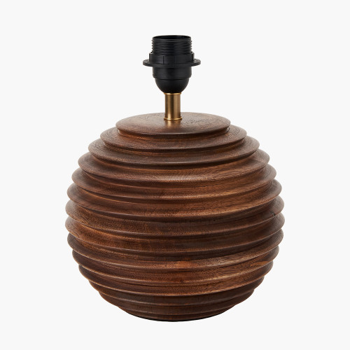 Pacific Lifestyle Pembury Brown Wash Turned Wood Table Lamp Base With Harry 30cm Black Cotton Mix Cylinder Lampshade