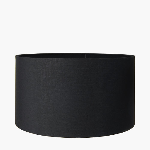 Pacific Lifestyle Pembury Brown Wash Turned Wood Table Lamp Base With Harry 30cm Black Cotton Mix Cylinder Lampshade
