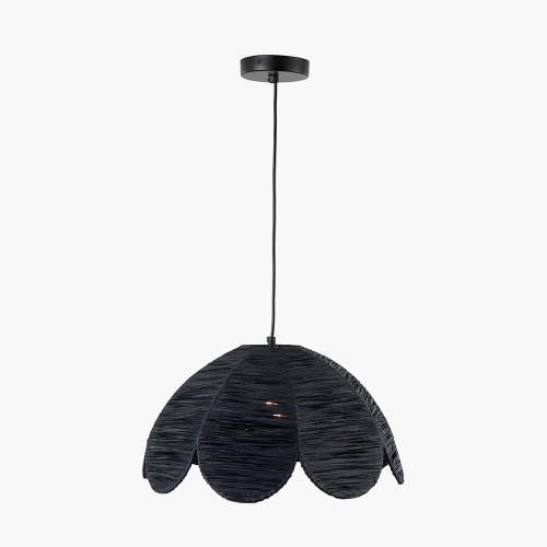 Pacific Lifestyle Petal Scalloped Black Raffia Pendant