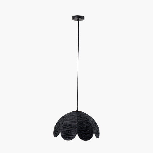 Pacific Lifestyle Petal Scalloped Black Raffia Pendant