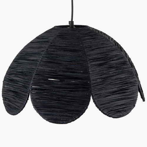 Pacific Lifestyle Petal Scalloped Black Raffia Pendant