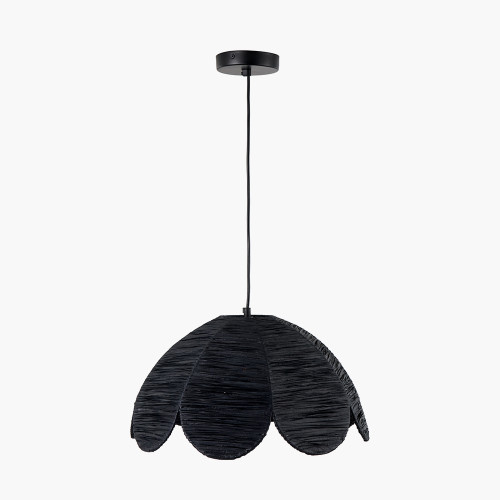 pacific lifestyle Petal Scalloped Black Raffia Pendant