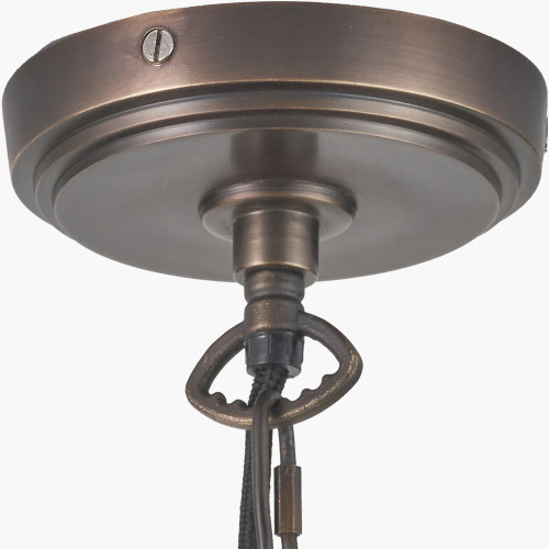 Pacific Lifestyle Piero Antique Bronze Metal 6 Arm Pendant With Garbo 15cm Cream Silk Mix Pinch Pleat Tapered Candle Clip Lampshades
