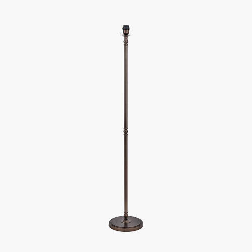 Pacific Lifestyle Piero Antique Bronze Metal Candlestick Floor Lamp Base With Henry 45cm White Handloom Cylinder Lampshade