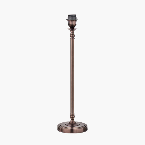 Pacific Lifestyle Piero Antique Bronze Metal Candlestick Table Lamp Base With Henry 35cm White Handloom Cylinder Lampshade