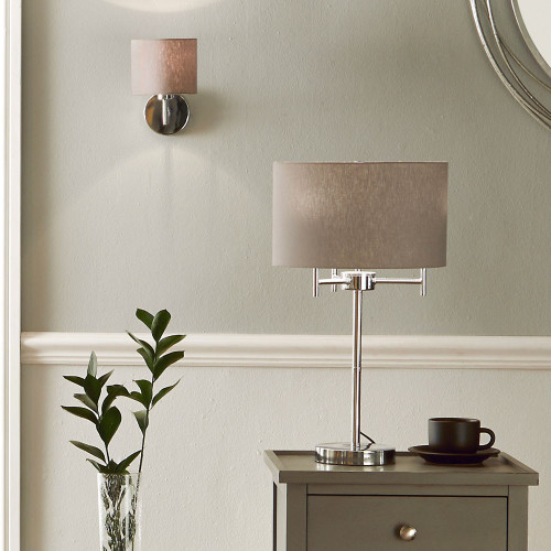 Pacific Lifestyle Plaza Silver 3 Light Metal Table Lamp
