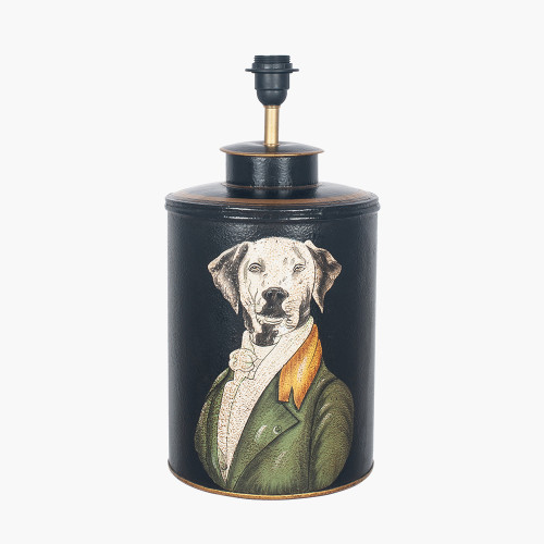 Pacific Lifestyle Pointer Black Hand Painted Dog Table Lamp Base With Henry 40cm Mustard Handloom Cylinder Lampshade