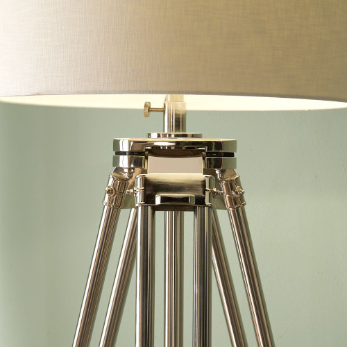 Pacific Lifestyle Port Nickel And Wood Tripod Floor Lamp Base