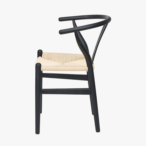 Pacific Lifestyle Quinn Black Beech Wood And Natural Paper Rope Dining Chair