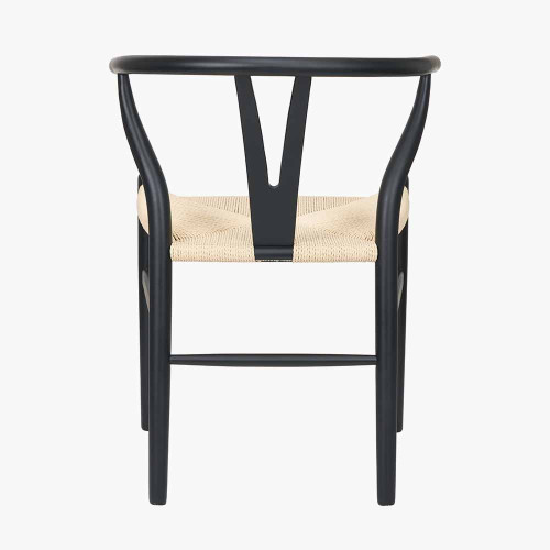 Pacific Lifestyle Quinn Black Beech Wood And Natural Paper Rope Dining Chair