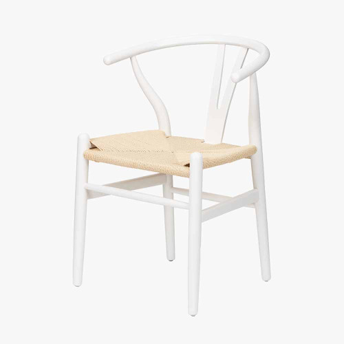 Pacific Lifestyle Quinn White Beech Wood And Natural Paper Rope Dining Chair